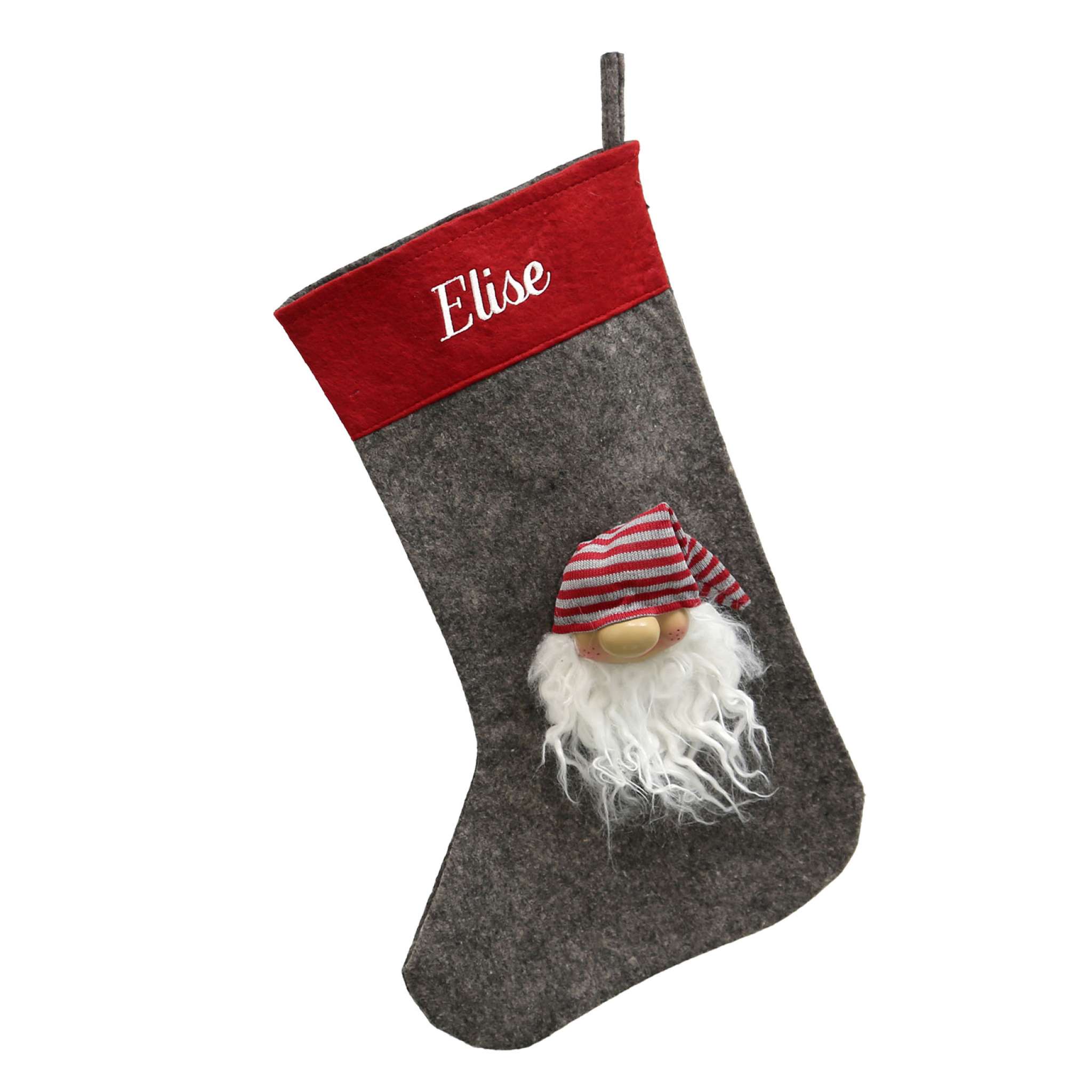 Weihnachtsstrumpf mit Weihnachtsmann, grau