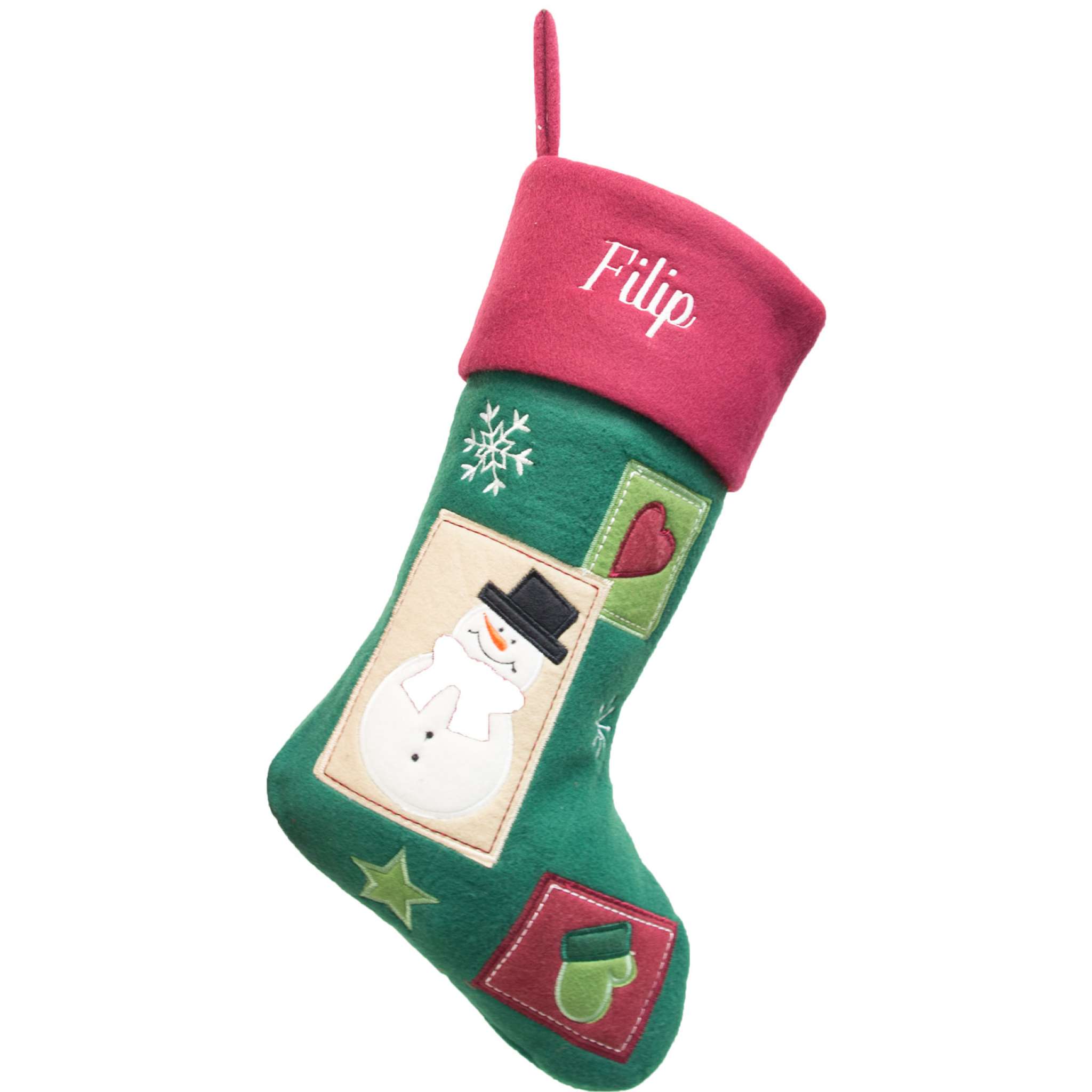 Weihnachtsstrumpf Premium, traditionelles Muster, grün