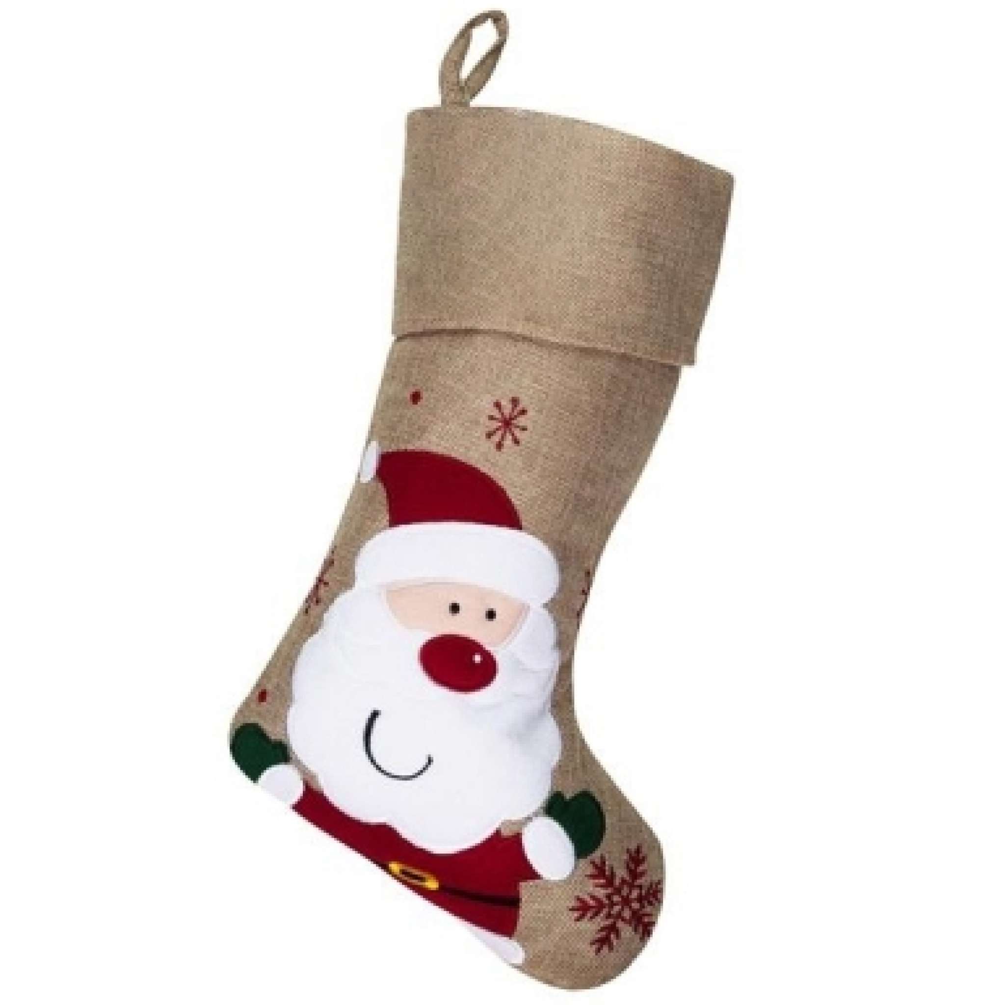 Weihnachtsstrumpf Premium mit Weihnachtsmann, naturfarben