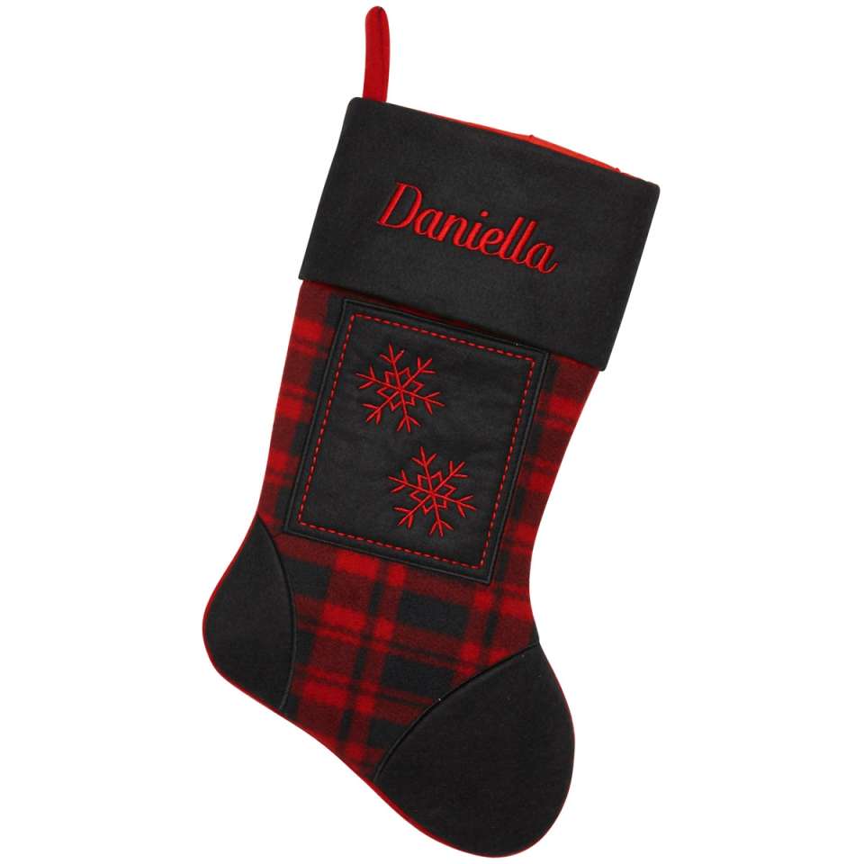 Weihnachtsstrumpf Premium, karierte Muster