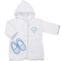 Exklusiver kurzhaariger Baumwollbademantel, der sich auf der Haut des Babys weich und köstlich anfühlt. Schühchen inklusive!