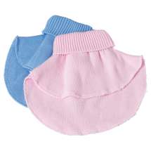 Baby-Strickschalkragen in Rosa oder Hellblau, aus 100% Baumwolle.
